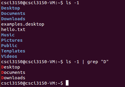 `ls -1 | grep "D"`